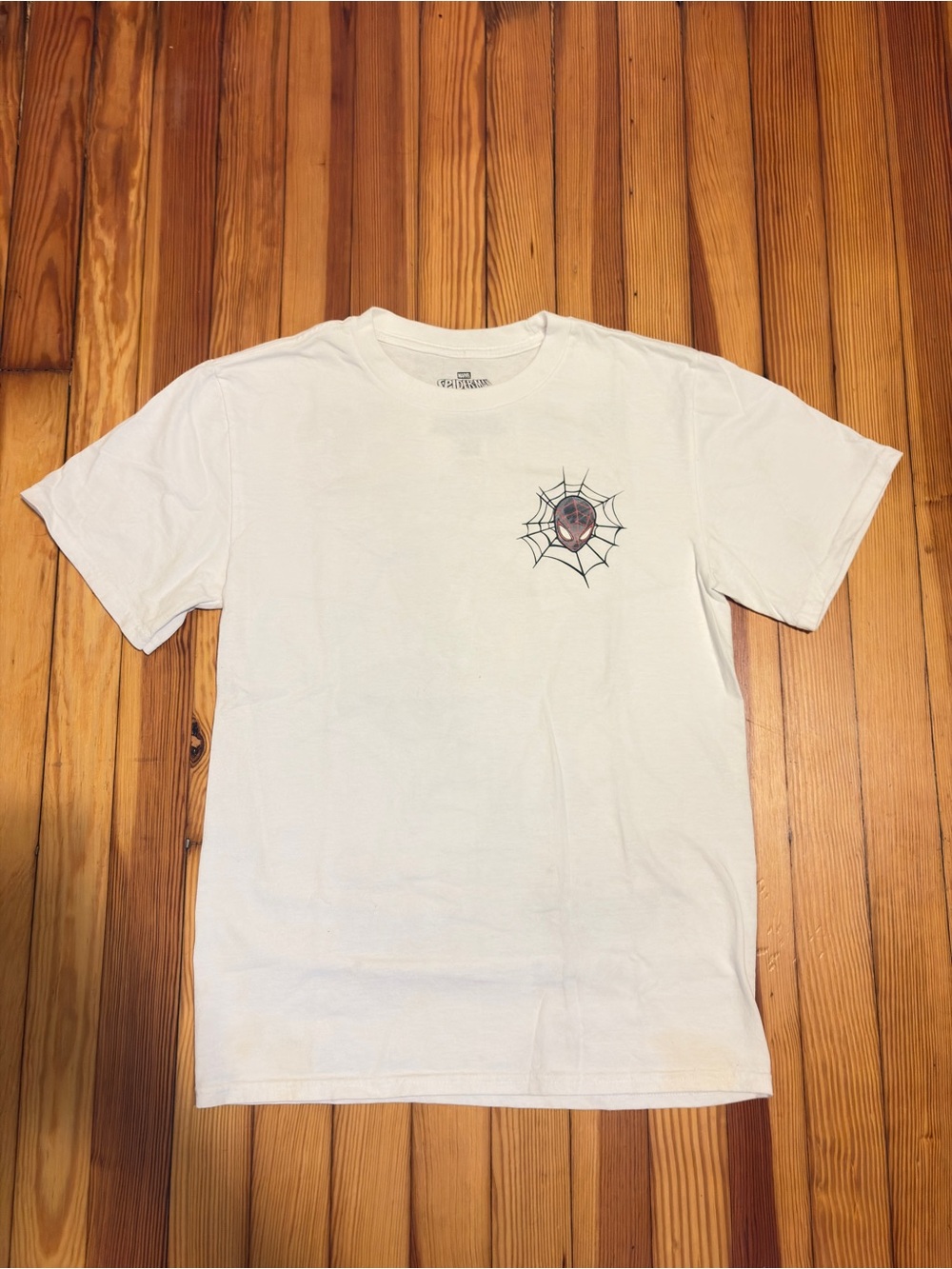 Marvel White Short Sleeve Tee with Spider Web Pocket Graphic